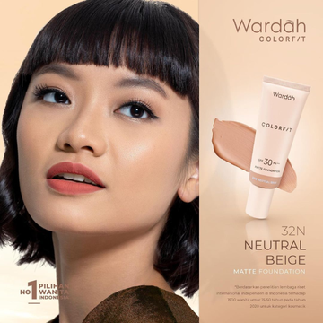 Wardah, Color Fit, Matte Foundation, 32N Neutral Beige, 25 ml